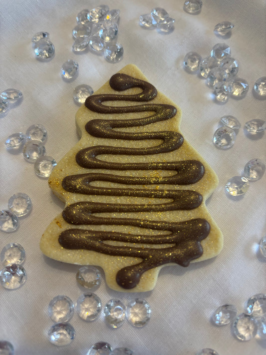 Christmas tree with gold shimmer